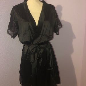 Silky Black Komono style short robe
